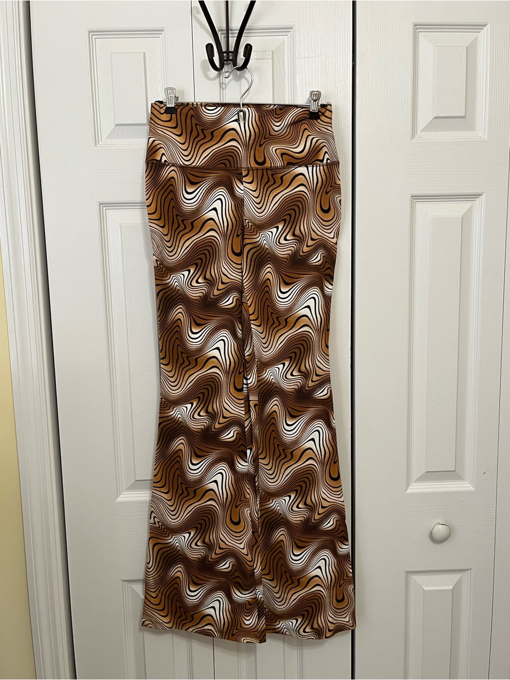 Wild Fable Brown, Black & Cream Wavy Print Flared Pants
